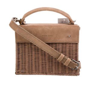 Wicker Wings Kuai Rattan Leather-Trimmed Bag